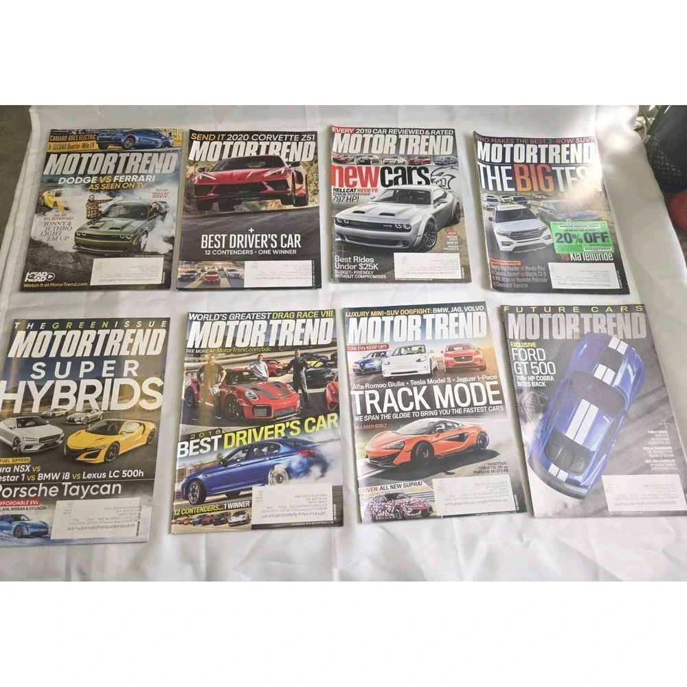 Motor Trend Magazine Lot Of 8 Car Dodge Vs Ferrari Ford GT 500 SUPER HYBRIDS